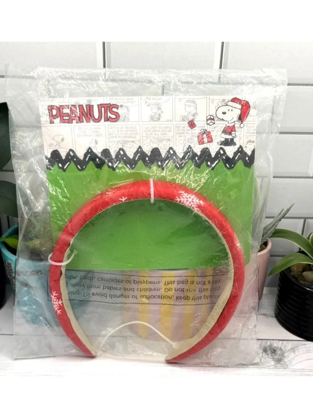Peanuts Snoopy Christmas Red Snowflake Adjustable Headband Holiday Accessory